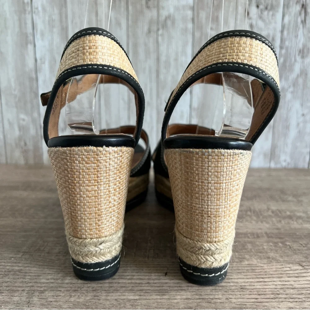 Clarks Amelia Air Black and Natural Espadrille Wedge Sandals 8.5 - Picture 7 of 9